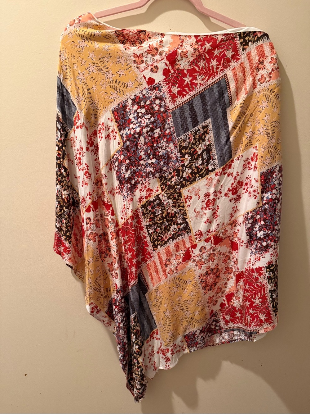 Savanna Jane Women's Patchwork Boho Tunic Top - Red, Yellow, Brown - Picture 5 of 6